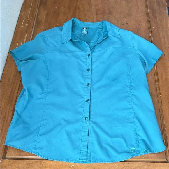REI Tactel Nylon Turquoise Women's Short Sleeve Hiking Shirt Size 1X - Picture 5 of 12